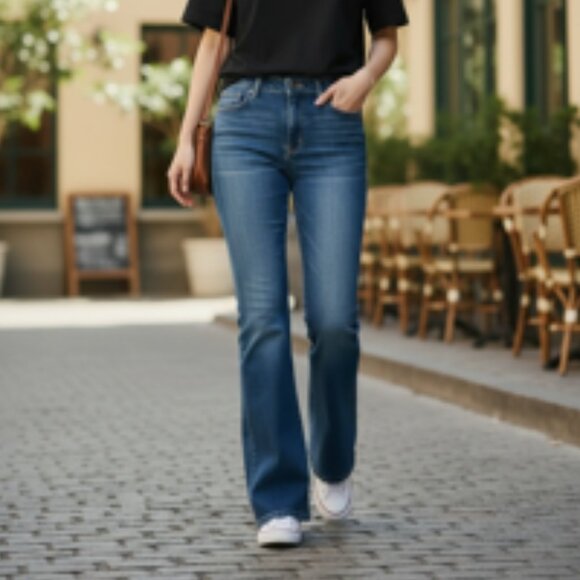 Vera Wang Simply Vera Women’s 12 Petite Boot Cut Jeans Dark Wash Mid Rise